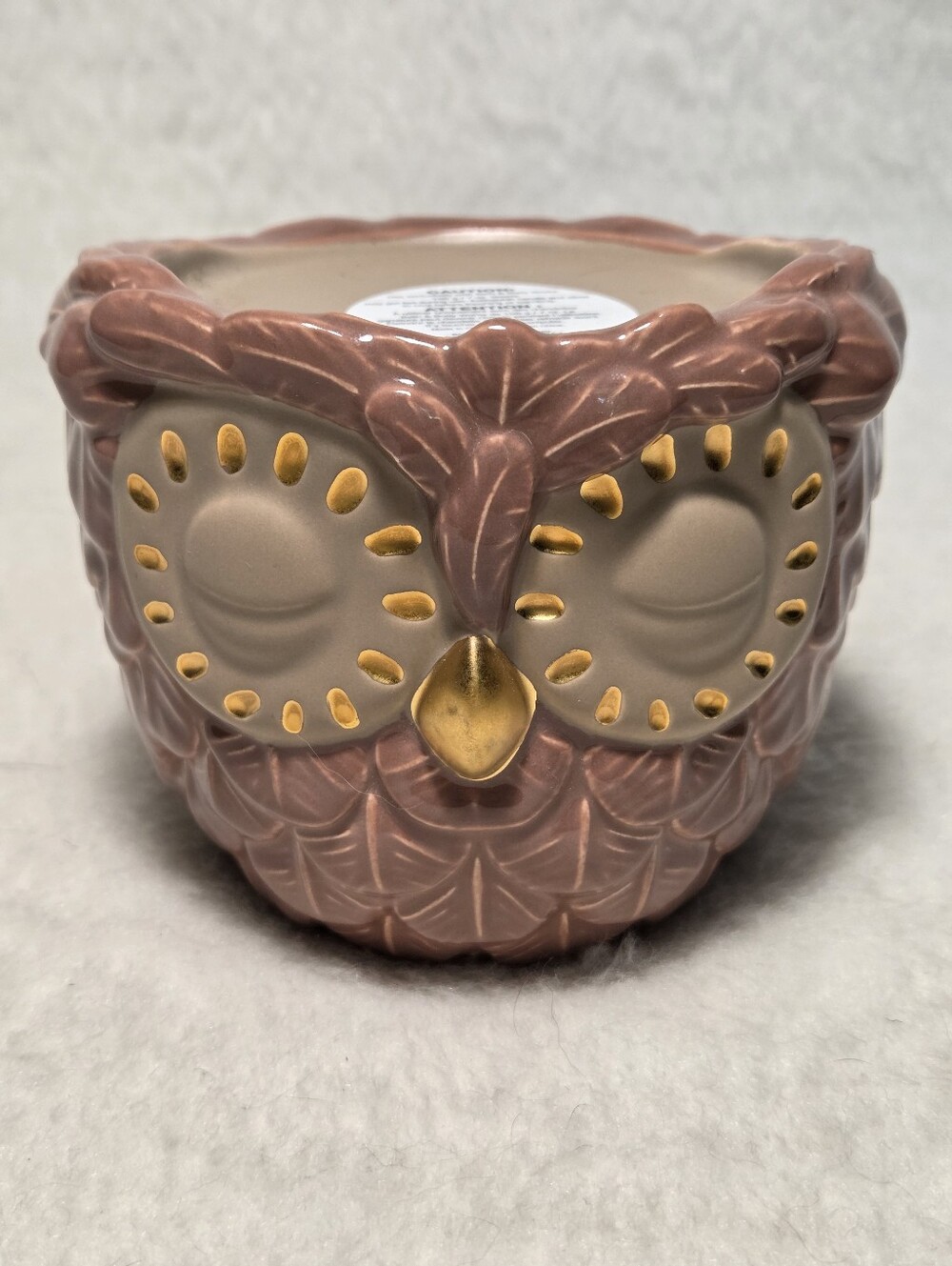 Bath & Body Works Pink and Gold Owl Candle Holder